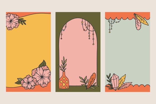 Flat design boho frame template