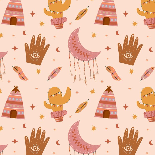 Flat design boho pattern