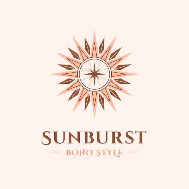 Flat design boho sun logo