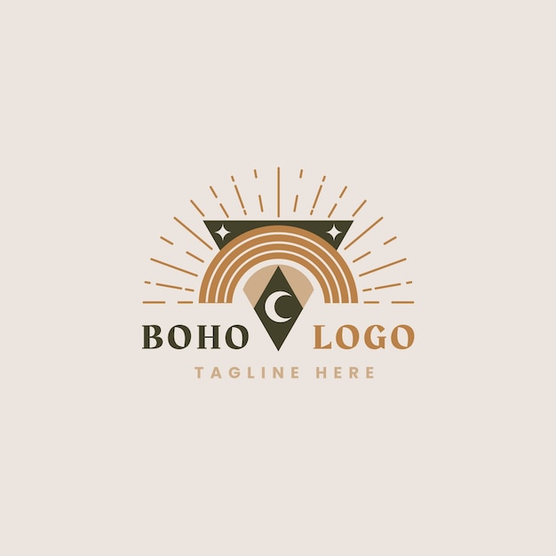 Free Vector flat design boho sun logo