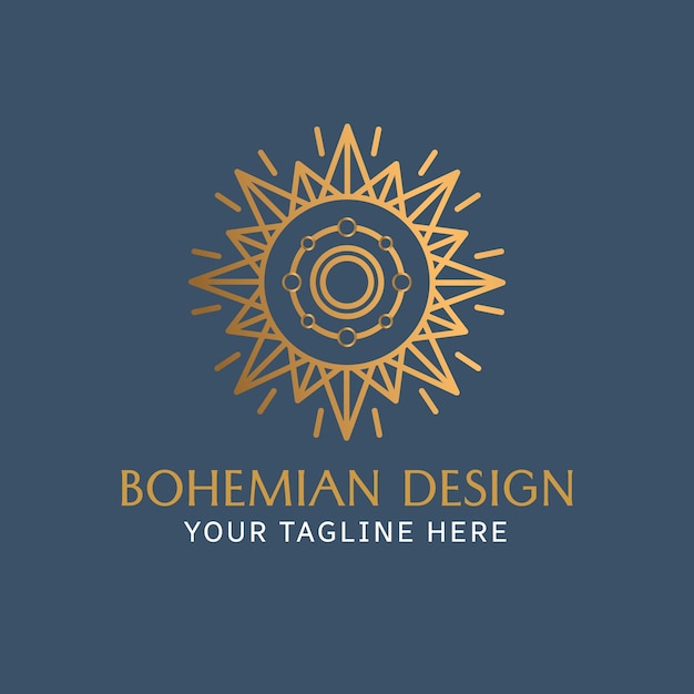 Flat design boho sun logo