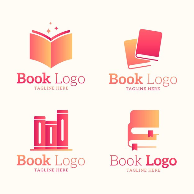 Flat design book logo collection