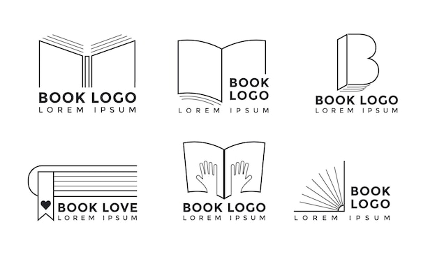 Free vector flat design book logo collection