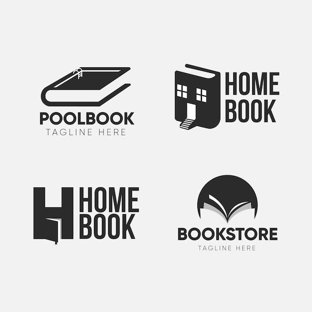 Flat design book logo set