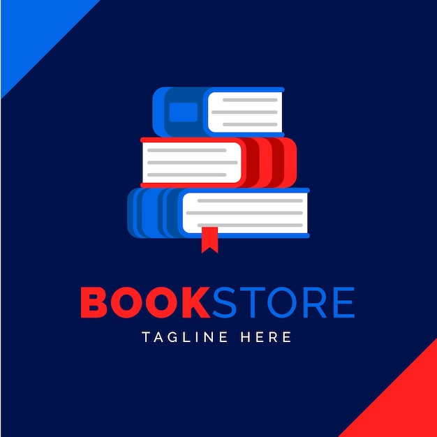 Flat design bookstore logo template