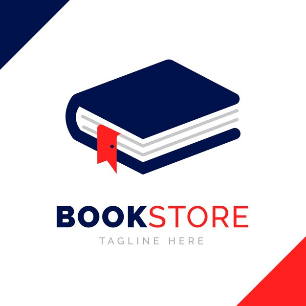 Flat design bookstore logo template