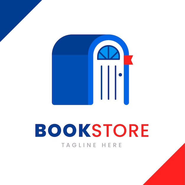 Flat design bookstore logo template