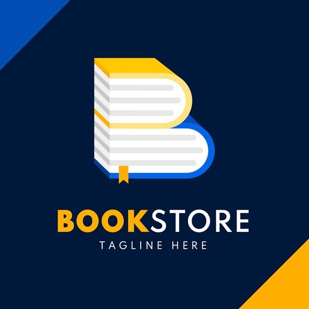 Flat design bookstore logo