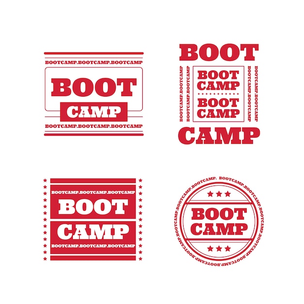 Flat design boot camp labels set