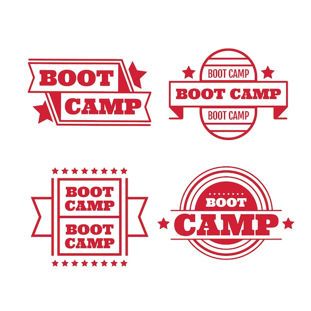 Flat design boot camp labels set