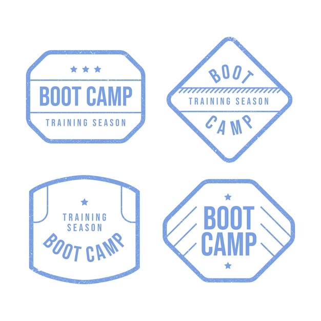 Flat design boot camp labels