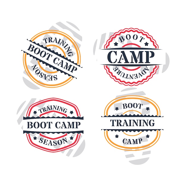 Free vector flat design boot camp stamps