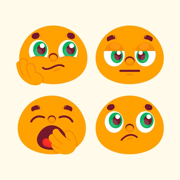 Free Vector flat design bored  emoji illustration