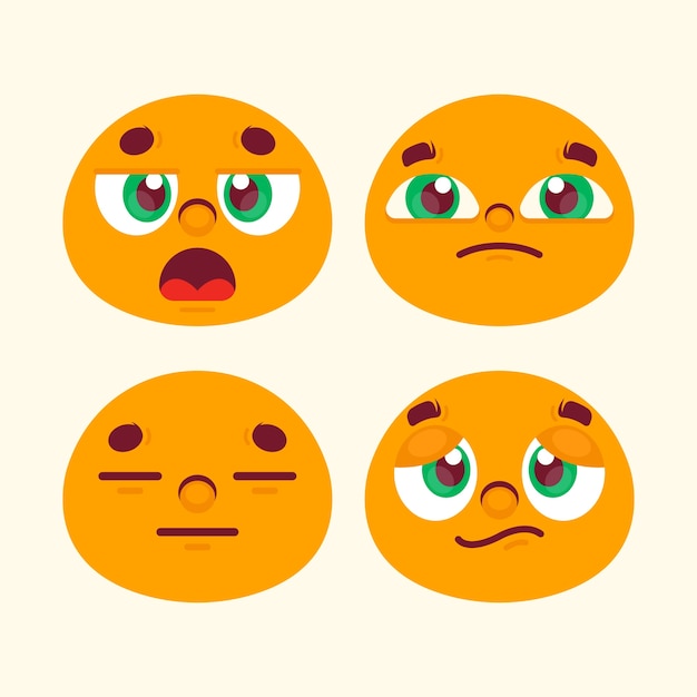 Free Vector flat design bored  emoji illustration