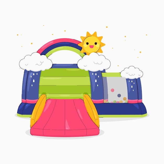 Flat design bounce house illustration