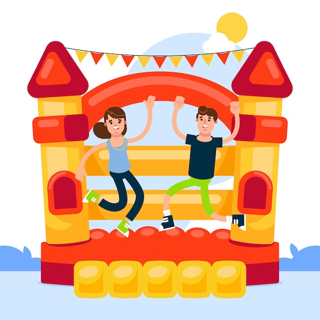 Free Vector flat design bounce house logo