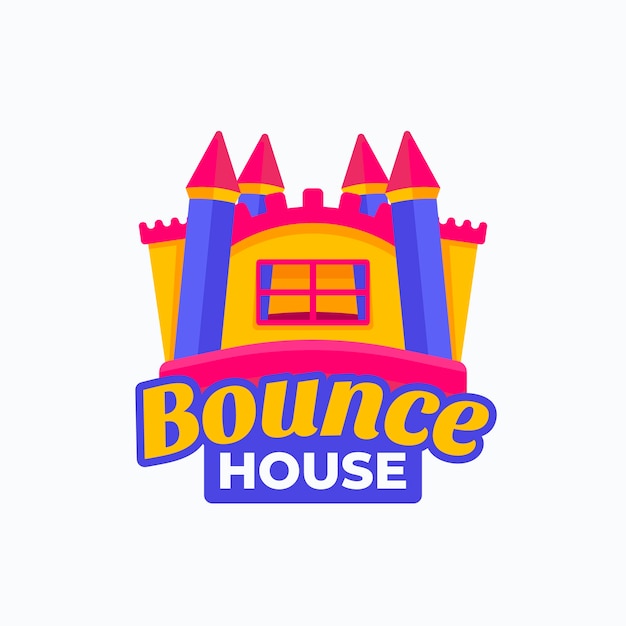 Flat design bounce house logo