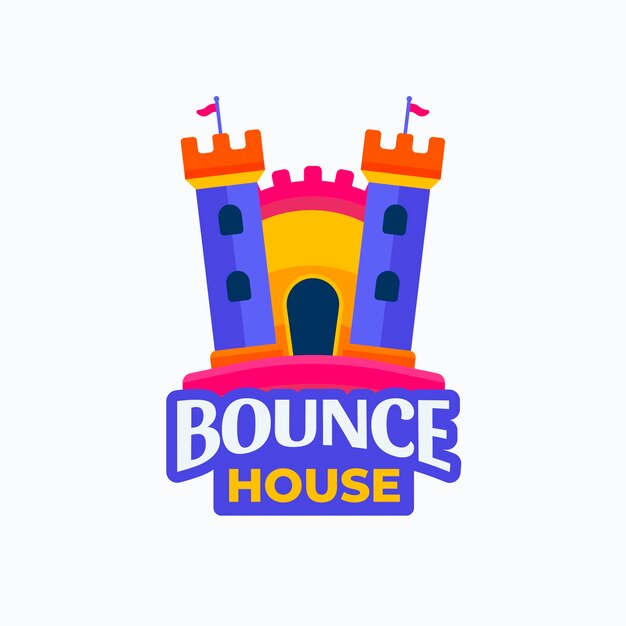 Flat design bounce house logo