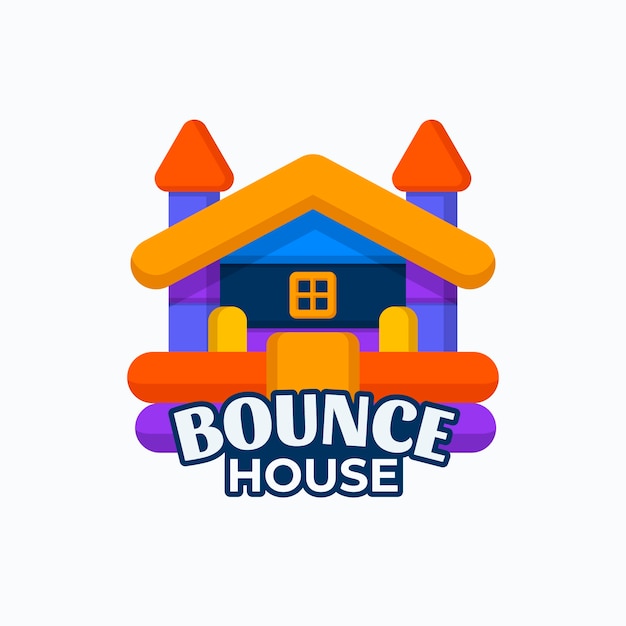 Flat design bounce house logo