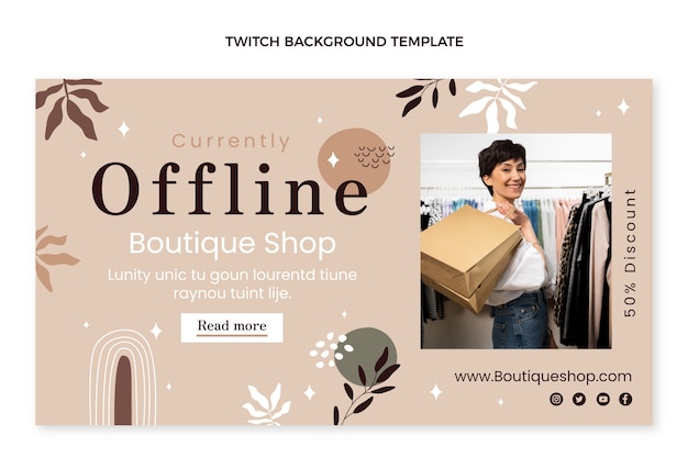 Flat design boutique twitch background