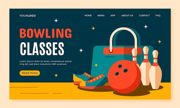 Free Vector flat design bowling game landing page