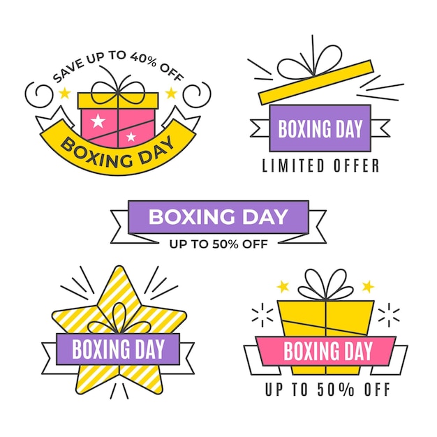 Flat design boxing day badge collection