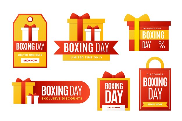 Flat design boxing day sale badge collection