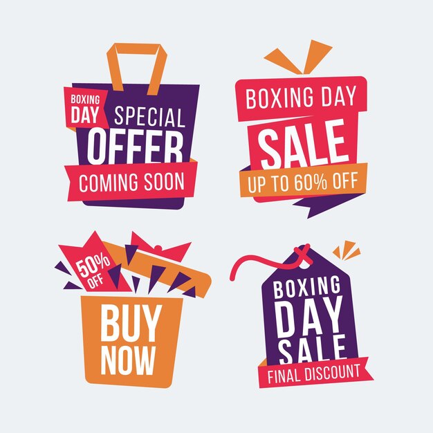 Flat design boxing day sale badge collection