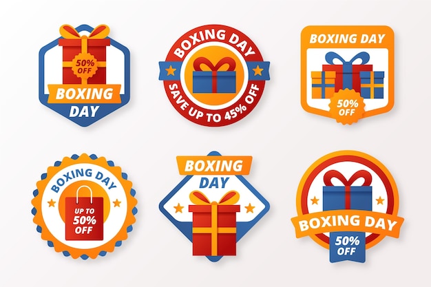 Flat design boxing day sale badge collection