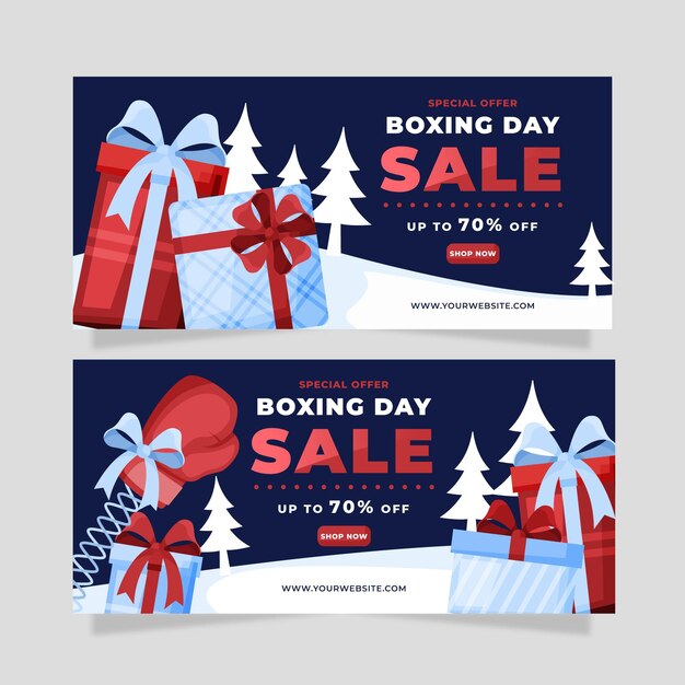 Flat design boxing day sale banners template