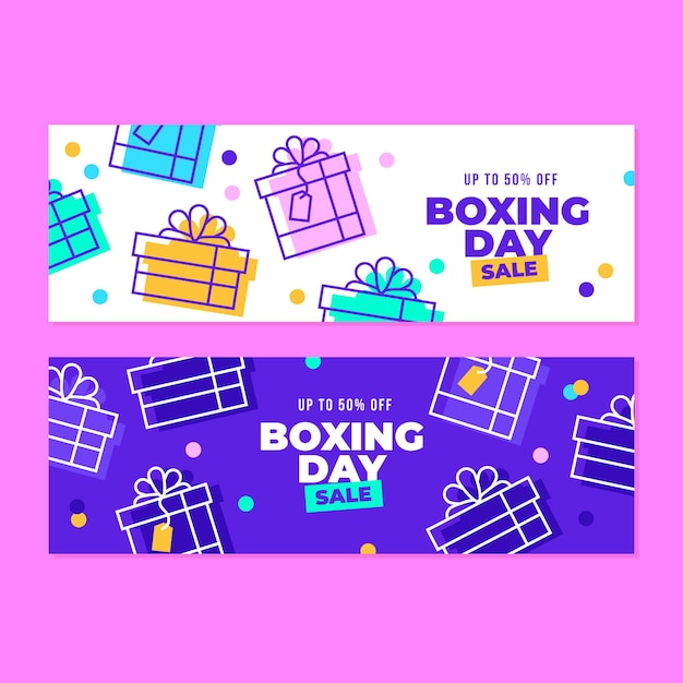 Flat design boxing day sale banners template