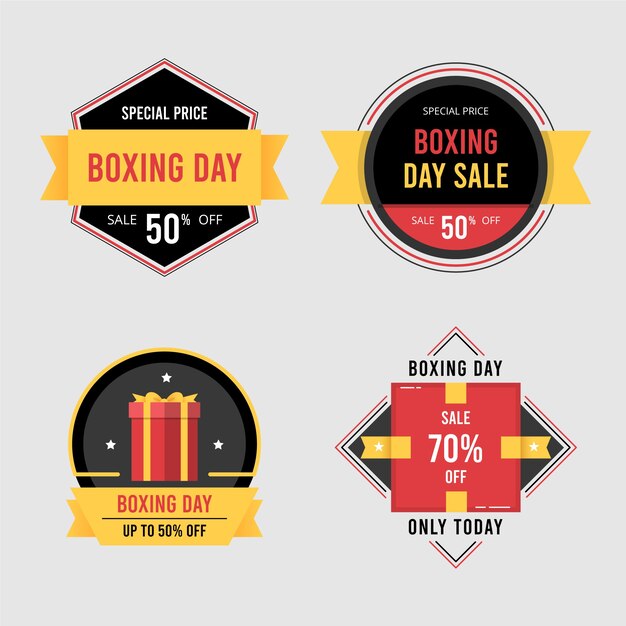 Flat design boxing day sale label collection