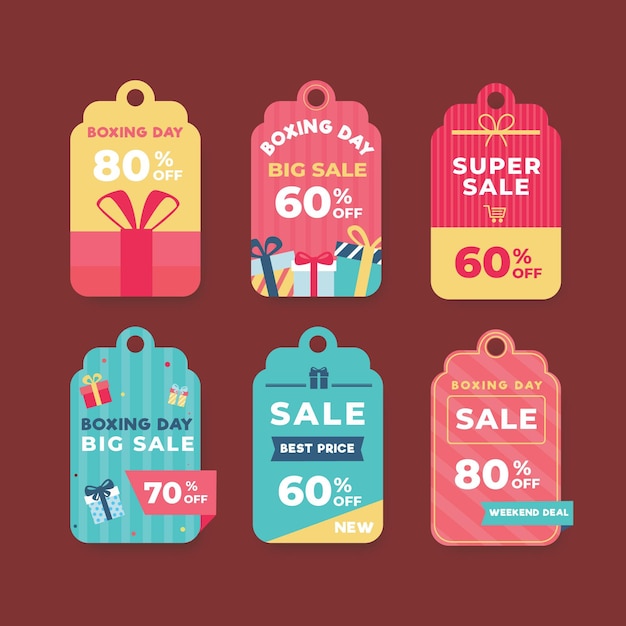 Flat design boxing day sale label collection