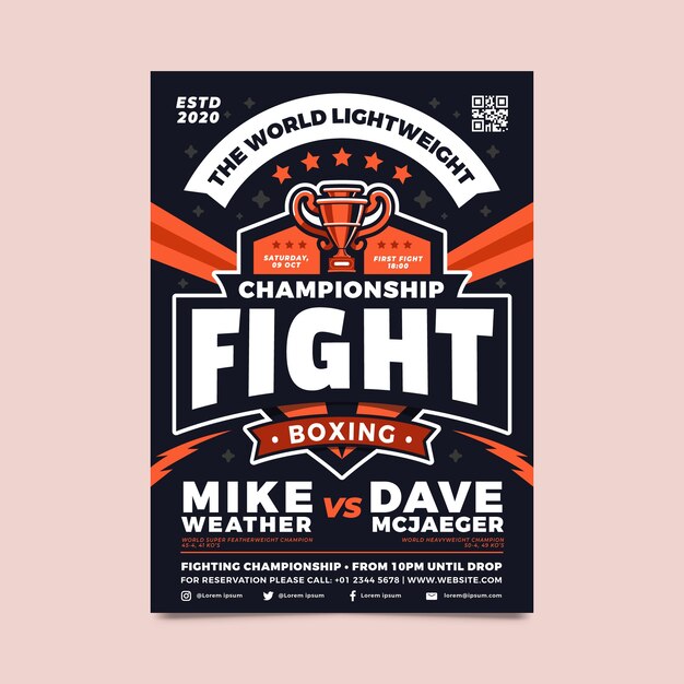 Flat design boxing flyer design