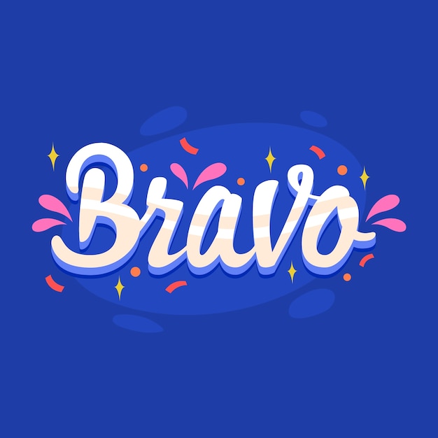 Flat design bravo lettering illustration