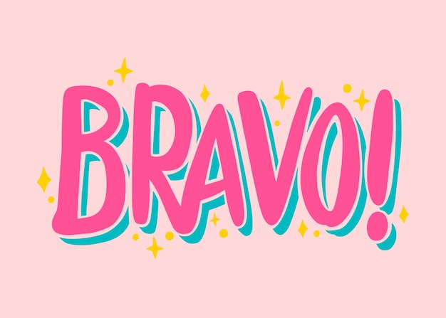 Flat design bravo lettering illustration