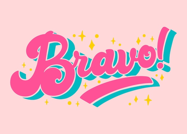 Flat design bravo lettering illustration