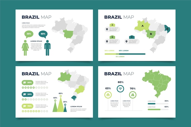 Flat design brazil map infographic