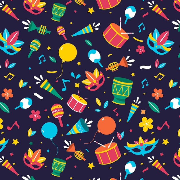 Flat design brazilian carnival colorful pattern