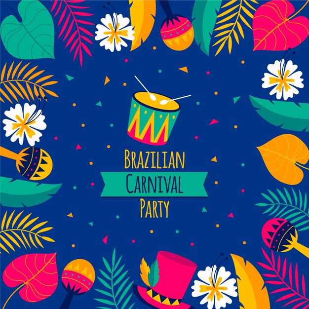 Flat design brazilian carnival event illustration