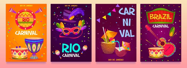 Flat design brazilian carnival flyer