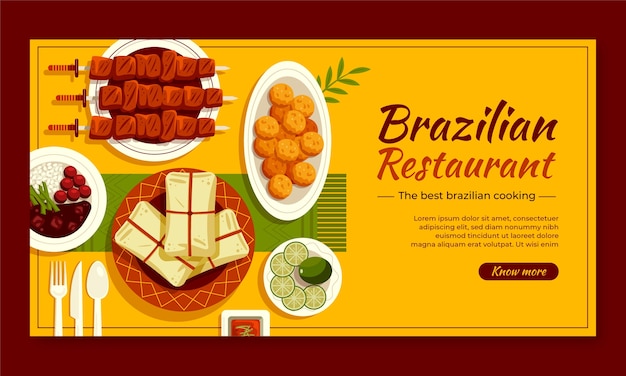 Flat design brazilian restaurant facebook template