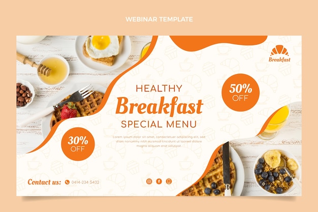 Flat design breakfast menu webinar