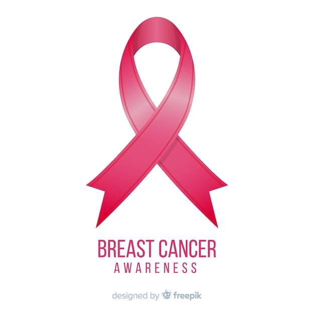 Flat design breast cancer awareness with ribbon