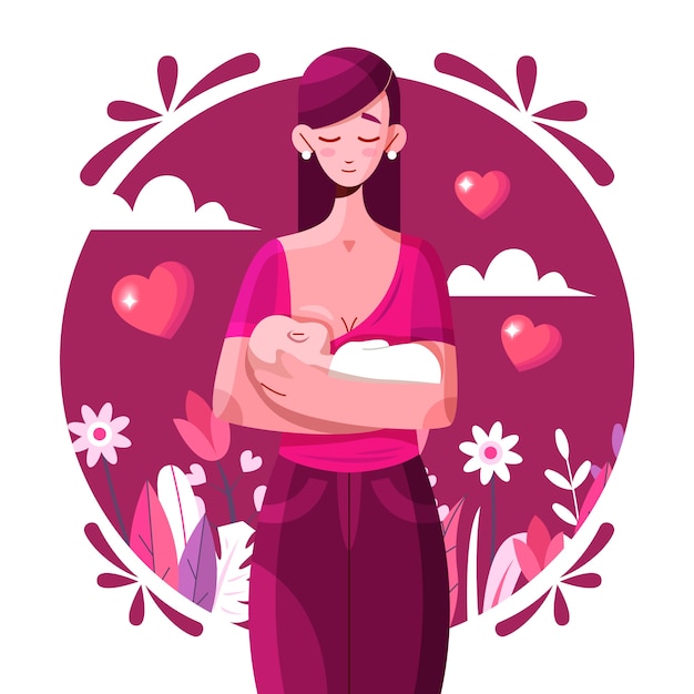 Flat design breastmilk illustration