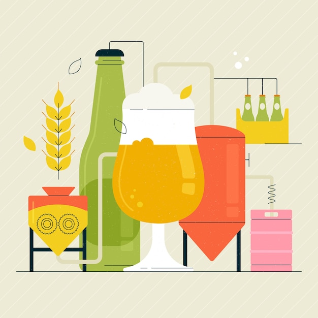 Free Vector flat design brewery illustration