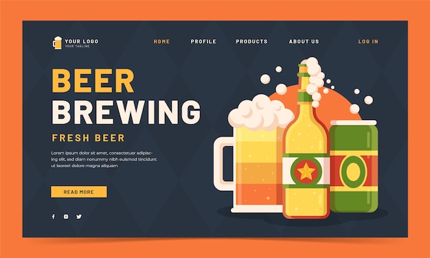 Free Vector flat design brewery landing page