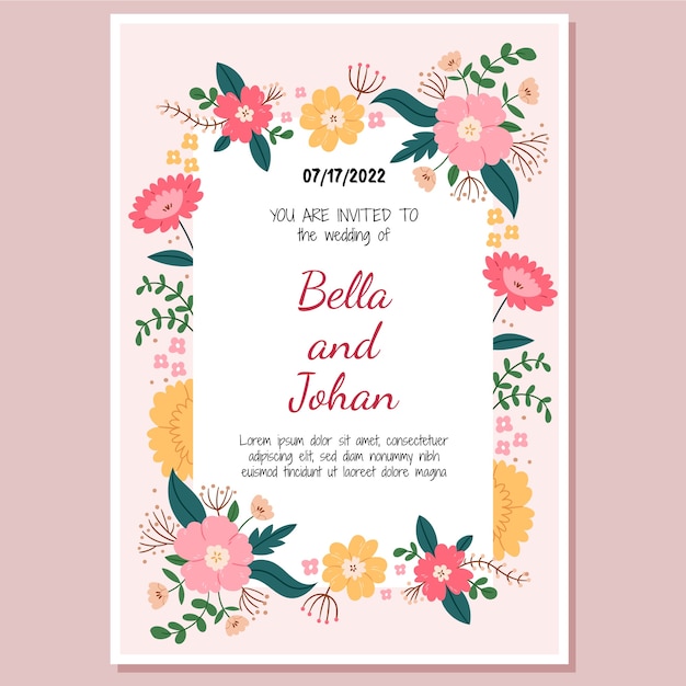 Flat design bridal shower invitation