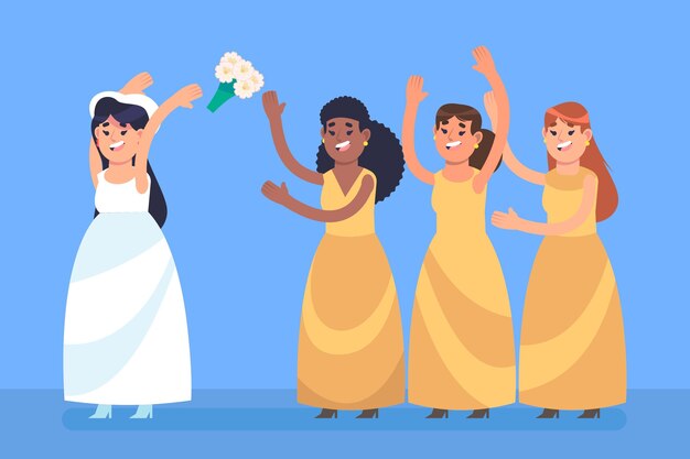 Flat design bridesmaids illustrated