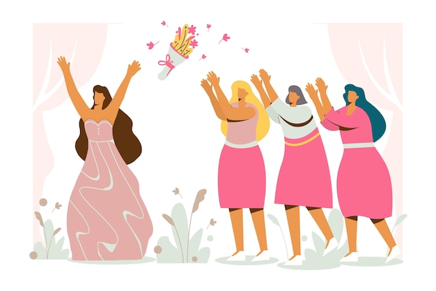 Flat design bridesmaids illustrated